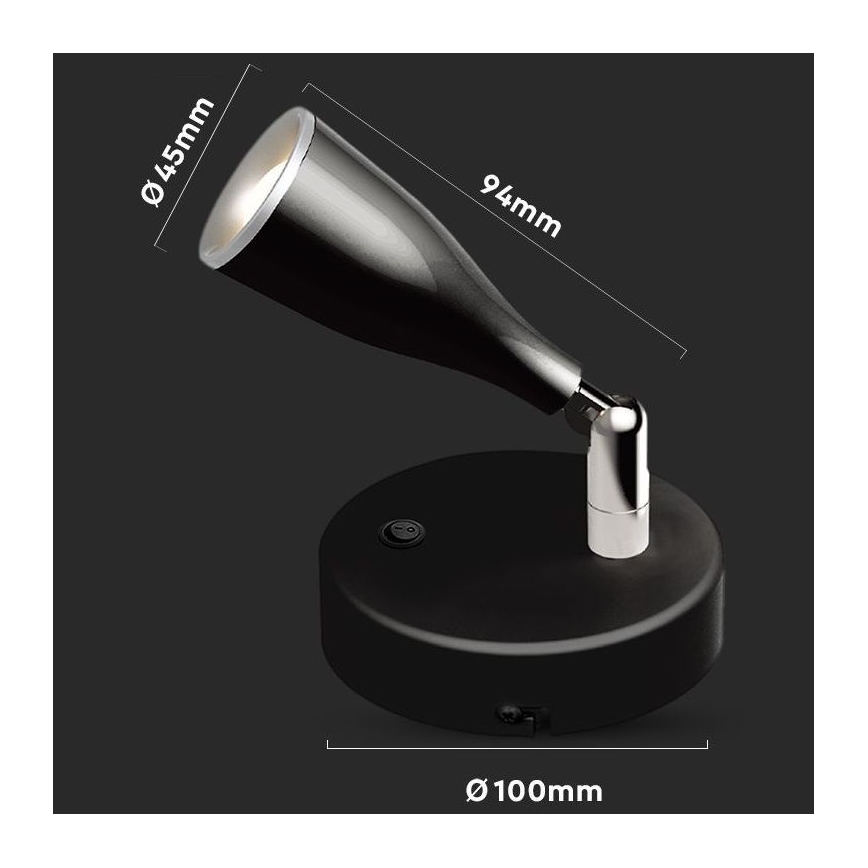 LED Wandleuchte mit Schalter LED/4,5W/230V 4000K Schwarz