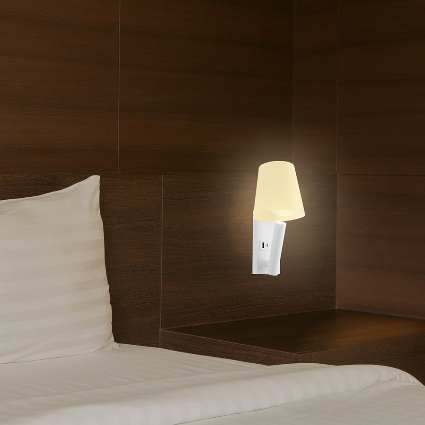 LED-Wandleuchte mit USB-Anschluss LED/2W/230V 3000K weiß