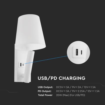 LED-Wandleuchte mit USB-Anschluss LED/2W/230V 3000K weiß
