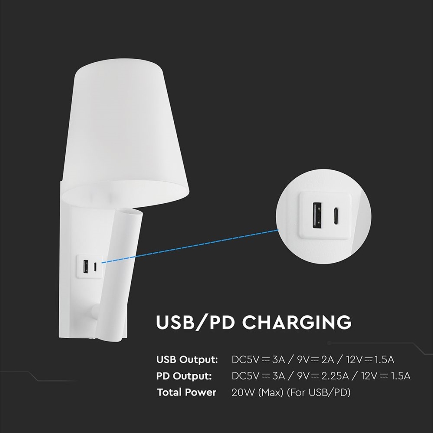 LED-Wandleuchte mit USB-Anschluss LED/2W/230V 3000K weiß
