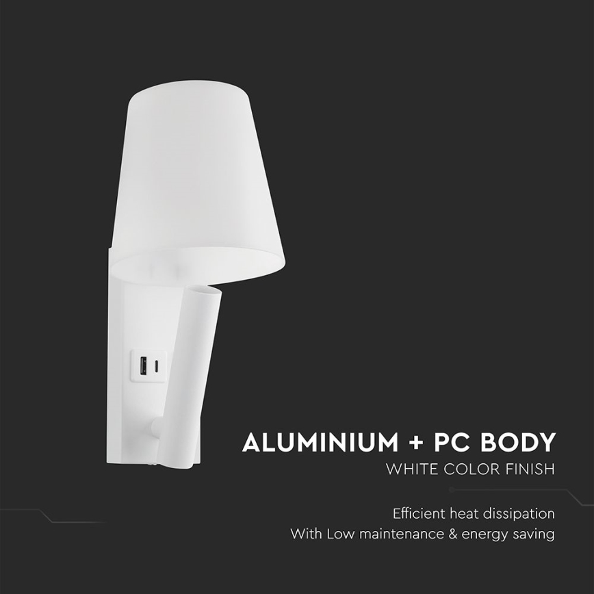 LED-Wandleuchte mit USB-Anschluss LED/2W/230V 3000K weiß