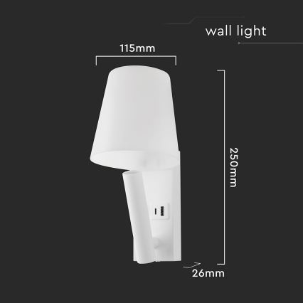 LED-Wandleuchte mit USB-Anschluss LED/2W/230V 3000K weiß