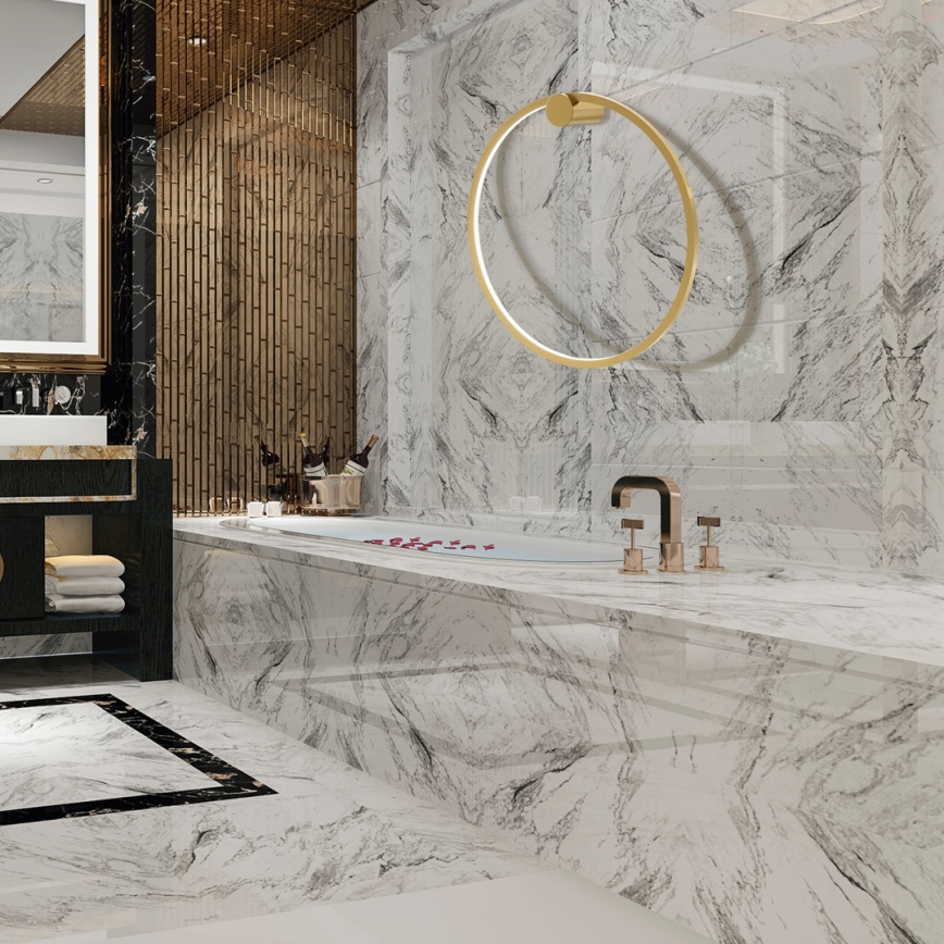 LED Wandleuchte SATURNO LED/25W/230V Ø 50 cm IP44 gold