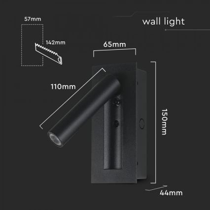 LED-Wandspot LED/2W/230V 3000K schwarz