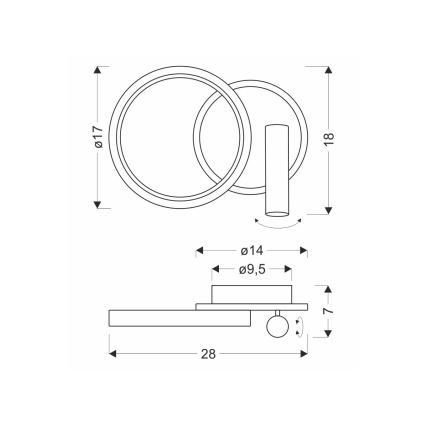 LED-Wandspot MONET LED/15W/230V goldfarben