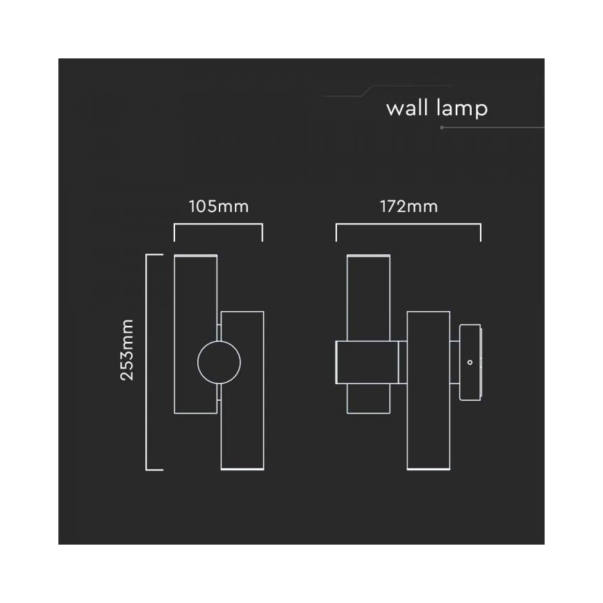 Flexibler LED-Wandstrahler für den Außenbereich 2xLED/3W/230V 3000K IP44 schwarz