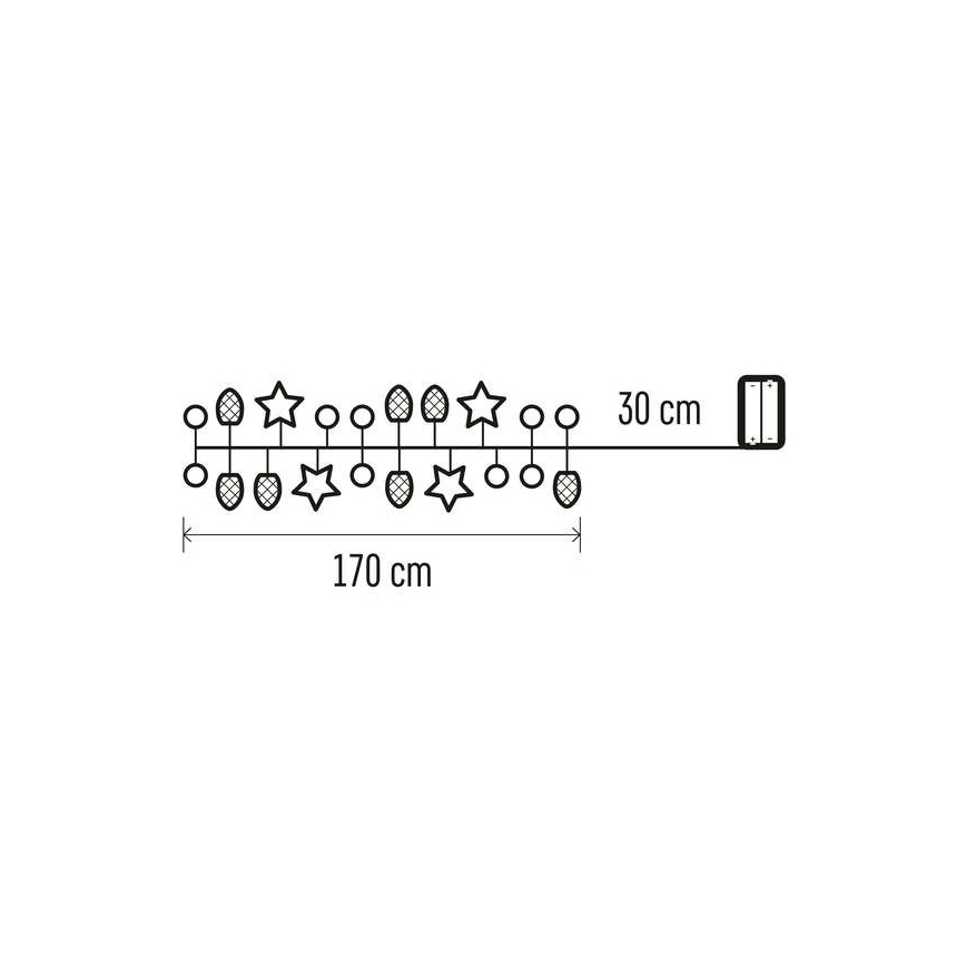 LED Weihnachts-Lichterkette 20xLED/2xAA 2m