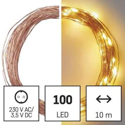 LED Weihnachts-Lichterkette für den Außenbereich 100xLED/15m IP44 warmweiß