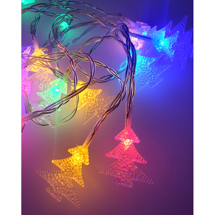 LED-Weihnachts-Lichterkette für den Außenbereich 20xLED/2xAA 2,2 m IP44 mehrfarbige Tannenmotive