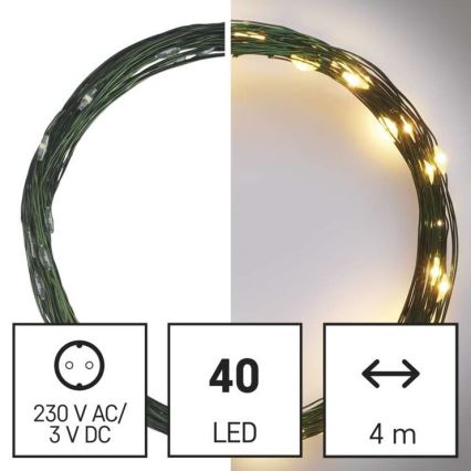 LED Weihnachts-Lichterkette für den Außenbereich 40xLED/9m IP44 warmweiß