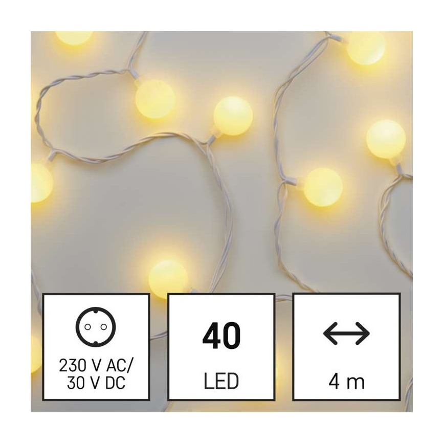 LED Weihnachts-Lichterkette für den Außenbereich 40xLED/9m IP44 warmweiß