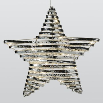 LED-Weihnachtsdekoration 30xLED/3xAA 40 cm warmweiß Stern/Silber