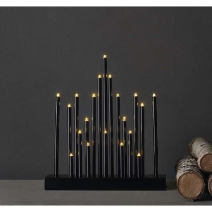LED Weihnachtskerzenhalter 20xLED/3xAA schwarz