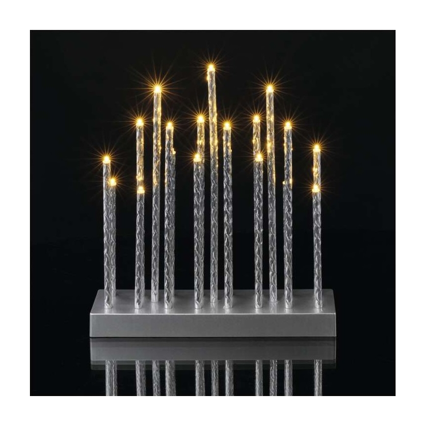 LED-Weihnachtskerzenständer 19xLED/3xAA grau
