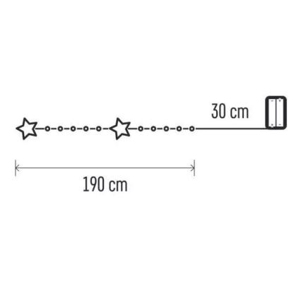LED Weihnachtskette 20xLED/2xAA 2,2 m warmweiß
