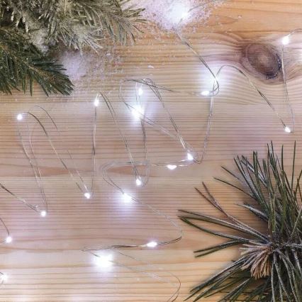 LED Weihnachtskette 20xLED/2xAA 2,4m kaltweiß
