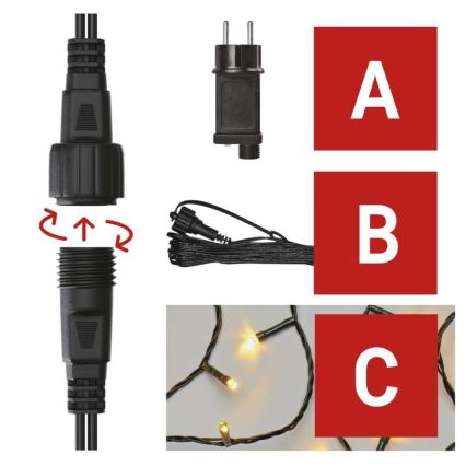 LED-Weihnachtskette für den Außenbereich 100xLED/15m IP44 warmweiß