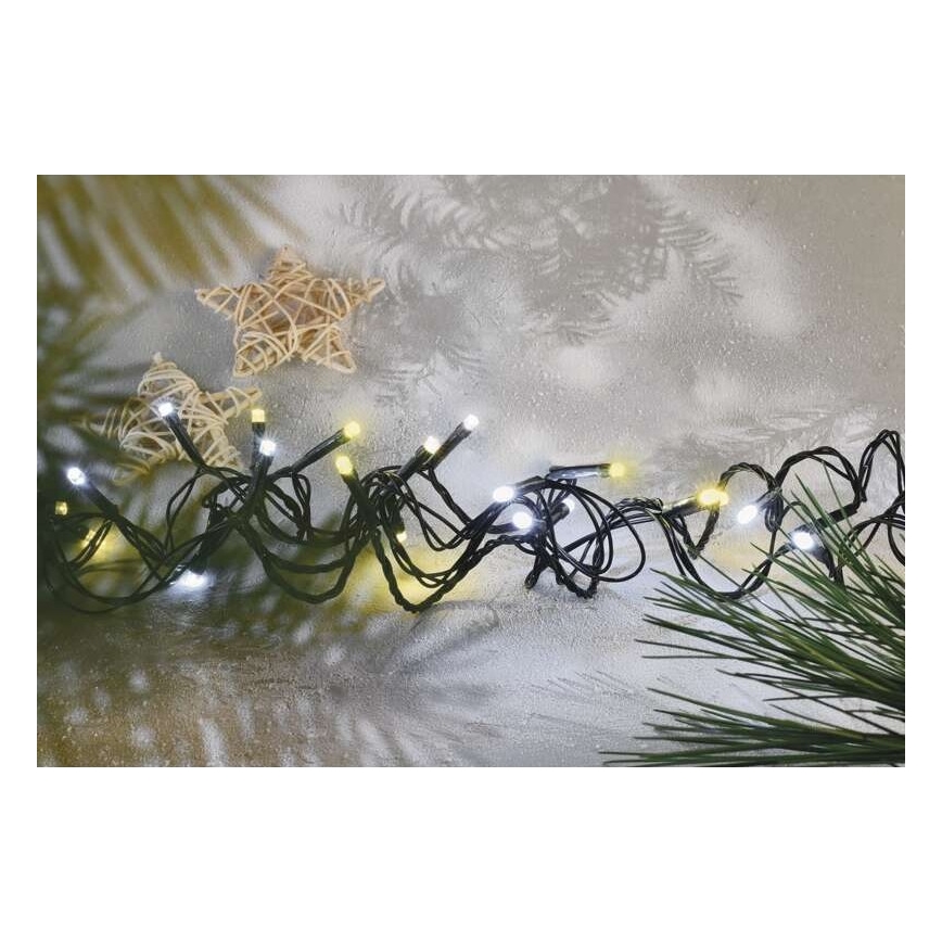 LED-Weihnachtskette für den Außenbereich 120xLED/2 Funktionen 17m IP44 warm/kalt weiß