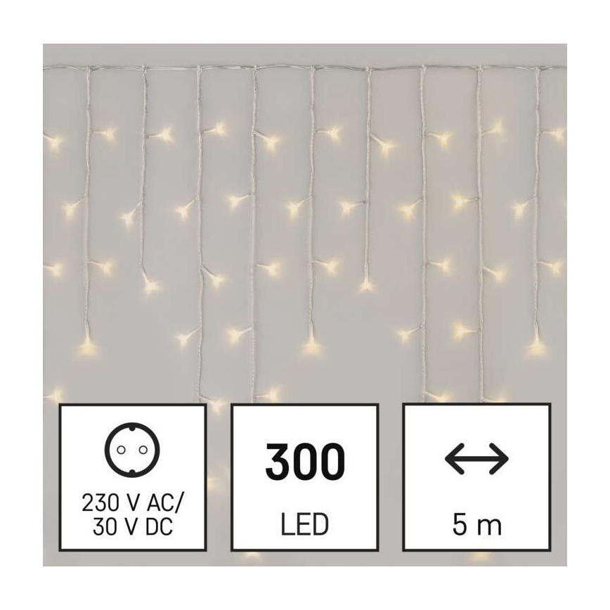 LED-Weihnachtskette für den Außenbereich 300xLED/8 Modi 10m IP44 warmweiß + Fernbedienung