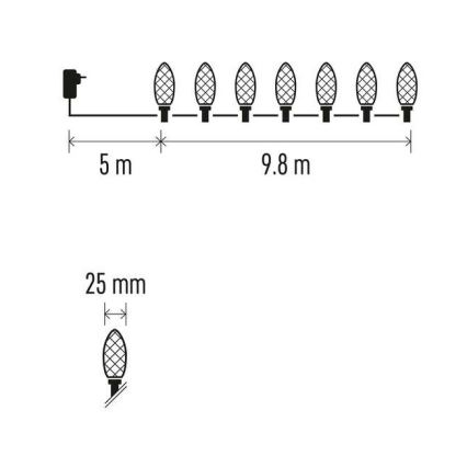 LED-Weihnachtskette für den Außenbereich 50xLED/8 Modi 14,8m IP44 multicolor