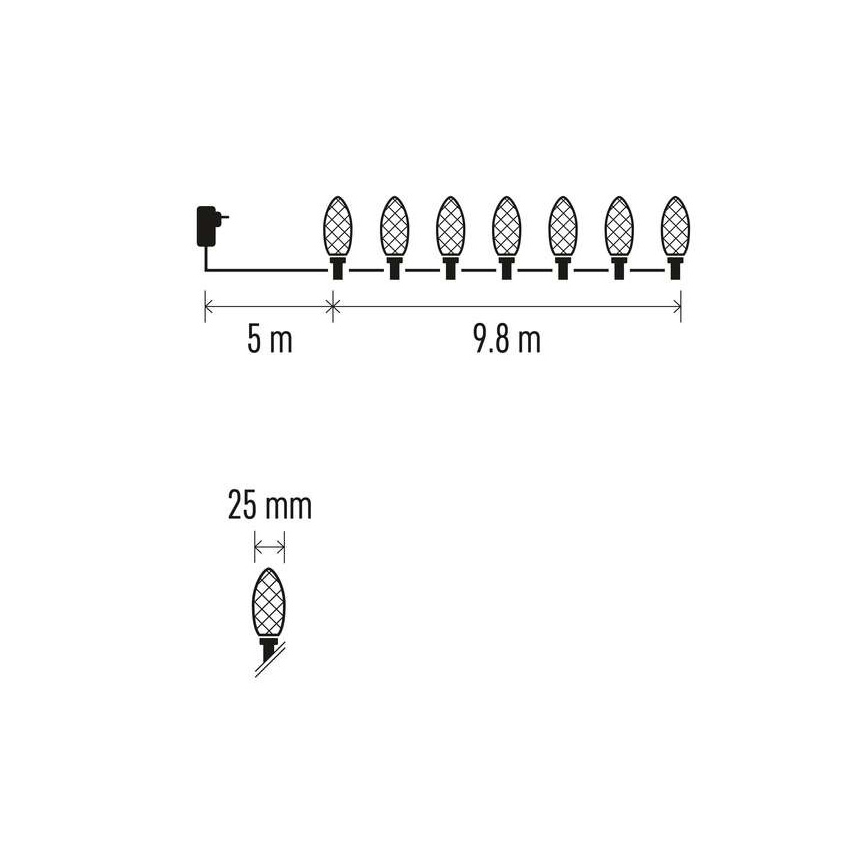 LED-Weihnachtskette für den Außenbereich 50xLED/8 Modi 14,8m IP44 multicolor
