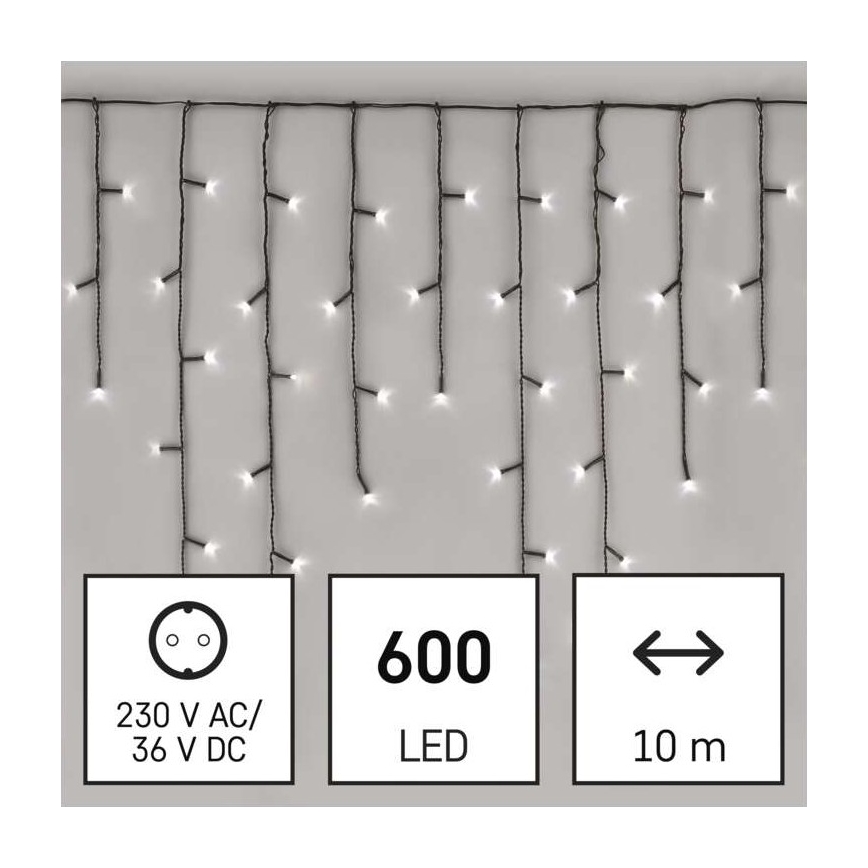LED-Weihnachtskette für den Außenbereich 600xLED/8 Modi 15m IP44 kaltweiß
