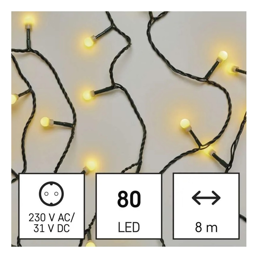 LED-Weihnachtskette für den Außenbereich 80xLED/13m IP44 warmweiß