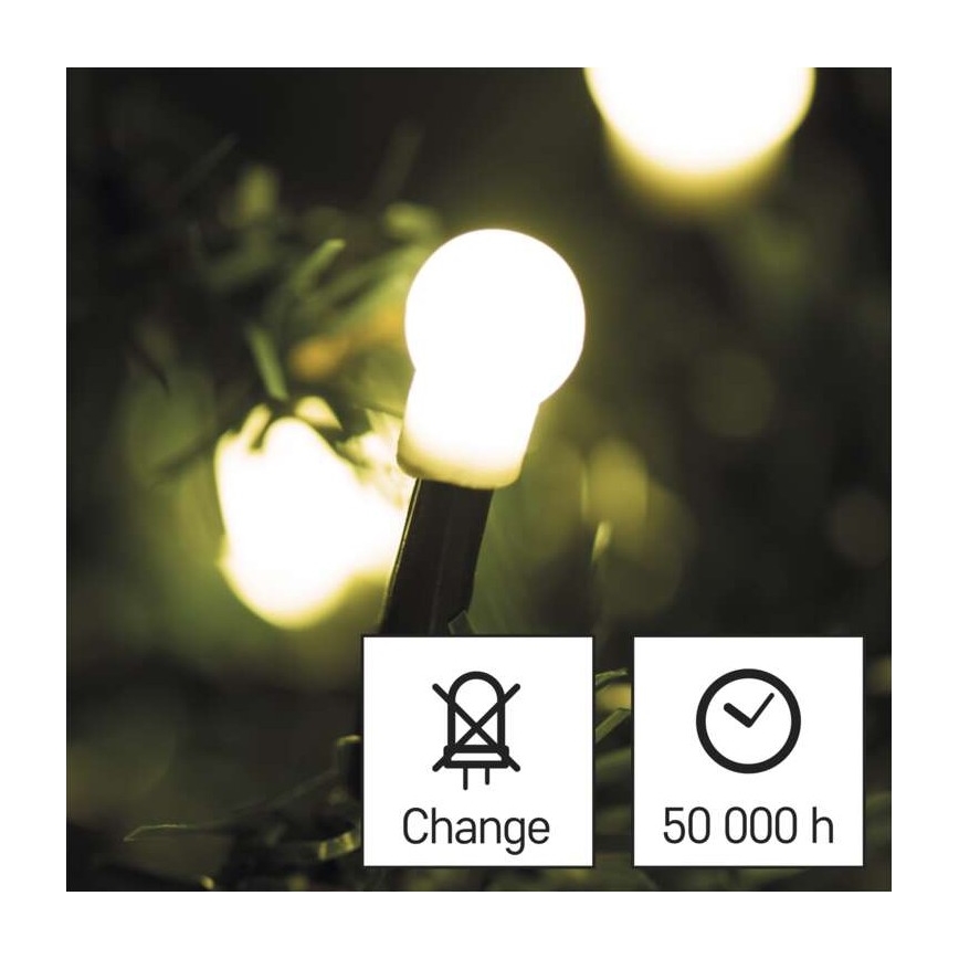 LED-Weihnachtskette für den Außenbereich 80xLED/13m IP44 warmweiß