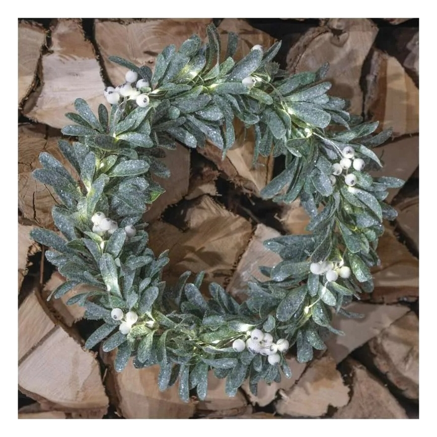 LED-Weihnachtskranz, 25 LEDs, 3×AA, Ø 35 cm
