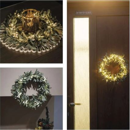 LED-Weihnachtskranz, 25 LEDs, 3×AA, Ø 35 cm