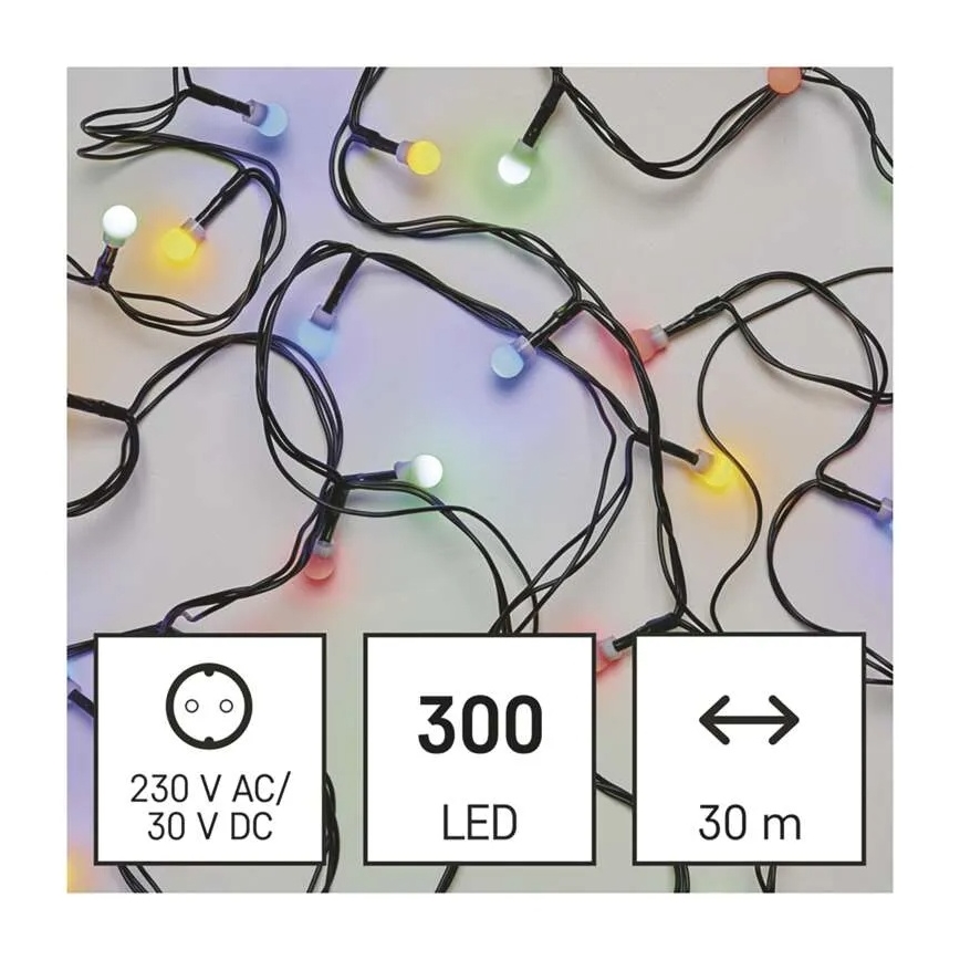 LED-Weihnachtslichterkette, 300 LEDs, 8 Funktionen, 35 m, IP44, warmweiß