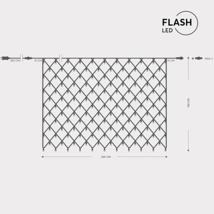 LED-Weihnachtslichtervorhang für den Außenbereich NET 240xLED/7,2W/230V 1,5x2 m IP44 warmweiβ