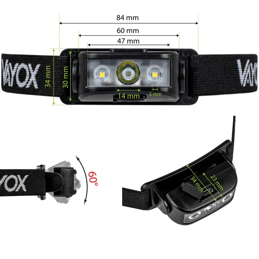 LED dimmbare wiederaufladbare Stirnlampe 3xLED/5V IPX4 100 lm 1200 mAh