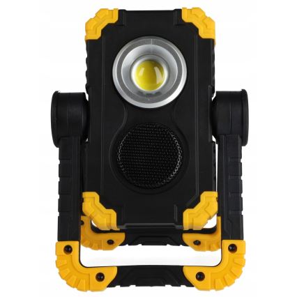 Wiederaufladbarer LED-Strahler mit Lautsprecher und Powerbank-Funktion LED/10W/5V 4400 mAh IP44 schwarz/gelb
