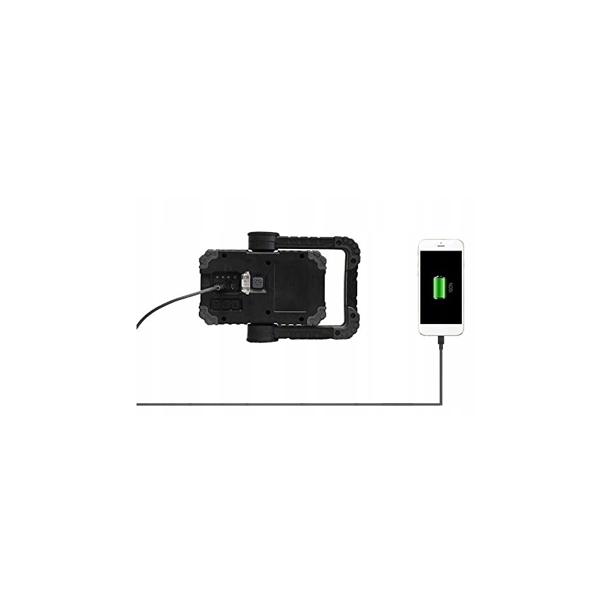 Wiederaufladbarer LED-Strahler mit Lautsprecher und Powerbank-Funktion LED/10W/5V 4400 mAh IP44 schwarz/gelb