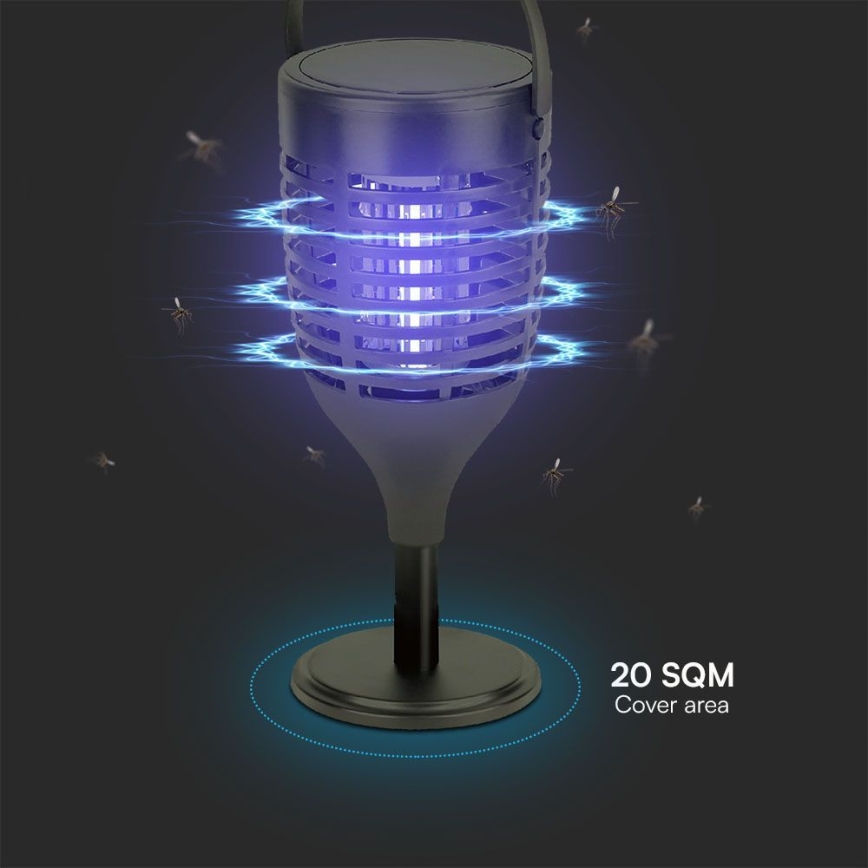 LED Zappatrice solare per insetti 3in1 LED/1,3W/3,7V IP24 20 opaco