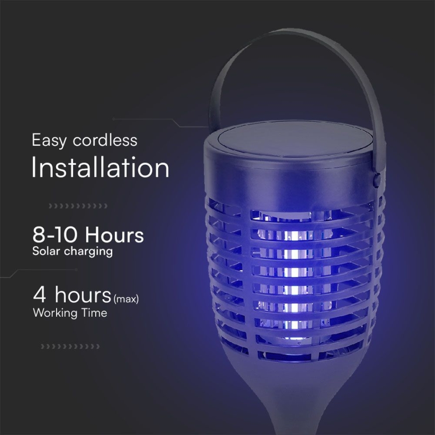 LED Zappatrice solare per insetti 3in1 LED/1,3W/3,7V IP24 20 opaco