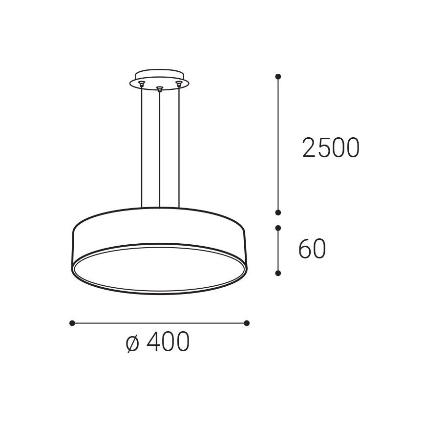 LED2 - Lampada a sospensione con cavo MONO SLIM LED/30W/230V 3000K/4000K diam. 40 cm nera