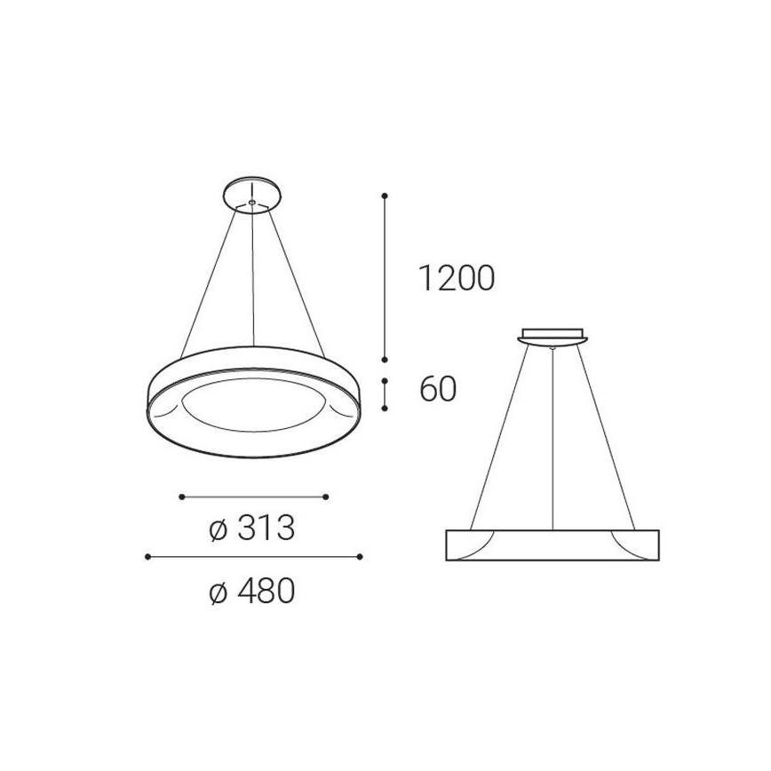 LED2 - Lampadario LED su filo BELLA LED/40W/230V 3000/4000K nero