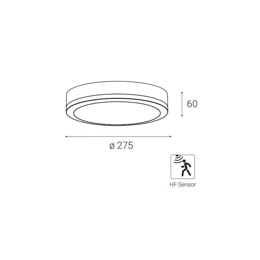 LED2 - LED Auβen-Deckenleuchte mit dem Sensor KERY LED/18W/230V IP65 schwarz