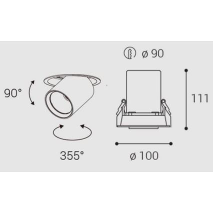 LED2 - LED-Einbaustrahler HIDE LED/20W/230V CRI 90 weiß