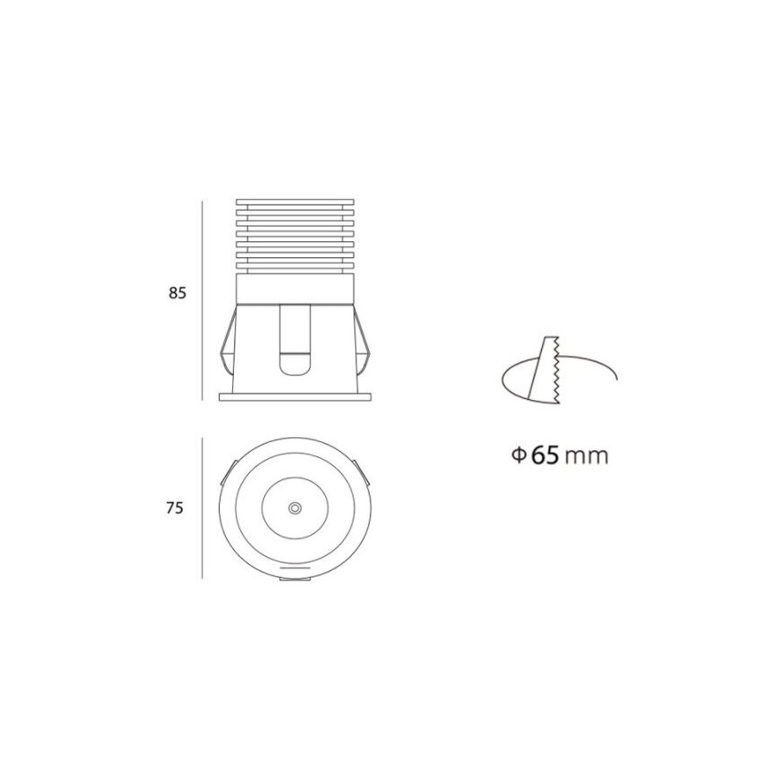 LED2 - Luminaire encastré LED de salle de bain RAY LED/10W/230V noir IP44
