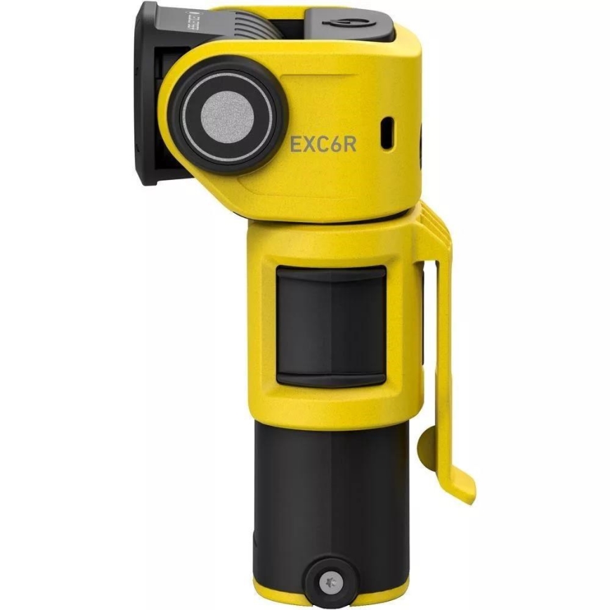 Ledlenser EXC6R - Torcia ricaricabile a LED dimmerabile con base di ricarica, batteria 1900 mAh, IP68, 300 lm, autonomia 10 h, gialla