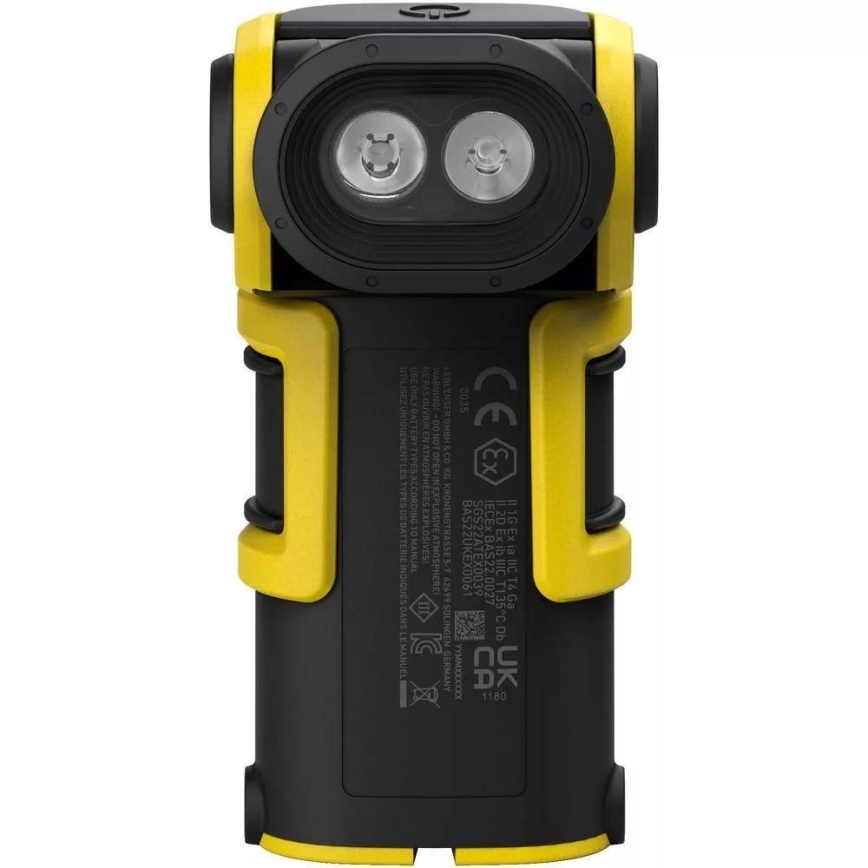 Ledlenser EXC6R - Torcia ricaricabile a LED dimmerabile con base di ricarica, batteria 1900 mAh, IP68, 300 lm, autonomia 10 h, gialla