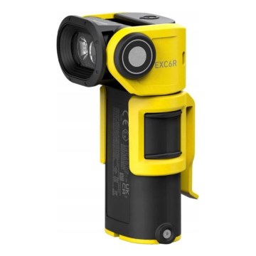 Ledlenser EXC6R - Torcia ricaricabile a LED dimmerabile con base di ricarica, batteria 1900 mAh, IP68, 300 lm, autonomia 10 h, gialla