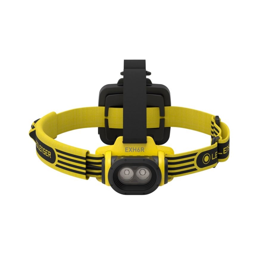 Ledlenser EXH6R - Lampada frontale ricaricabile a LED dimmerabile, batteria 1900 mAh, IP68, 250 lm, autonomia fino a 15 ore, gialla