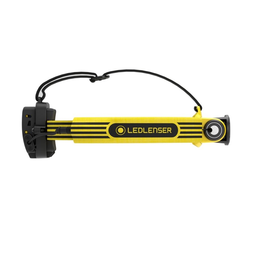 Ledlenser EXH6R - Lampada frontale ricaricabile a LED dimmerabile, batteria 1900 mAh, IP68, 250 lm, autonomia fino a 15 ore, gialla