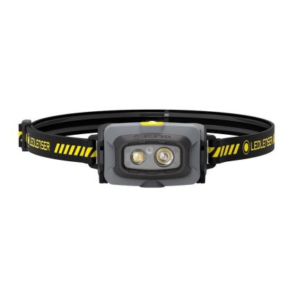 Ledlenser HF4R Work - Lampe frontale LED rechargeable à intensité réglable, batterie 1000 mAh, indice de protection IP68, 500 lm, 35 h d'autonomie, noire