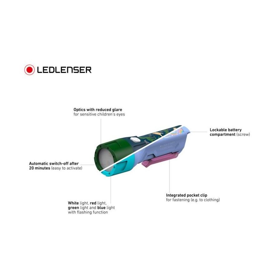 Ledlenser KIDBEAM4 RAINBOW - Torcia dimmerabile per bambini a LED/2xAAA IP44 viola