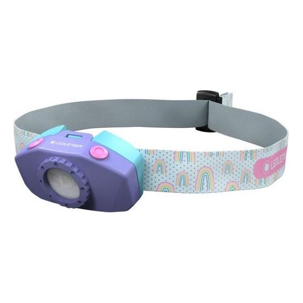 Ledlenser KIDLED2 RAINBOW - Lampe frontale pour enfant à LED dimmable, LED/1xAAA, IPX4, 40 lm, autonomie 20 h, violet